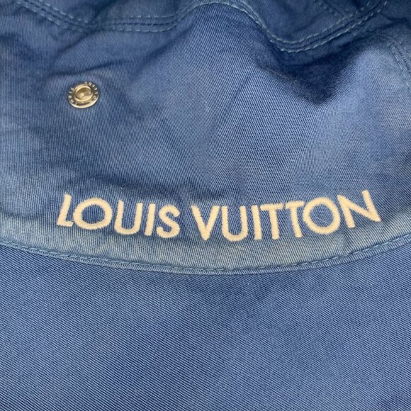 Louis Vuitton Blue Monogram Jacquard Cotton Fisherman Hat Size 58cm Made In Fran - Picture 6 of 12